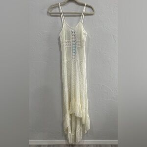 NEW Solitaire Swim Off White Ivory Crochet Lace Hi Low Hem Beach Coverup Dress
